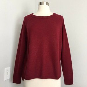 MINNIE ROSE HI LOW HEM BURGUNDY CASHMERE SWEATER